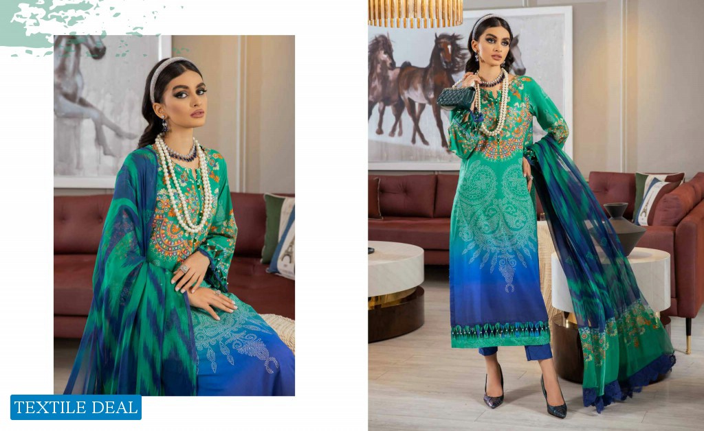 Nureh Signature Prints Unstitched Premium Printed Lawn Collection With Chiffon Dupatta