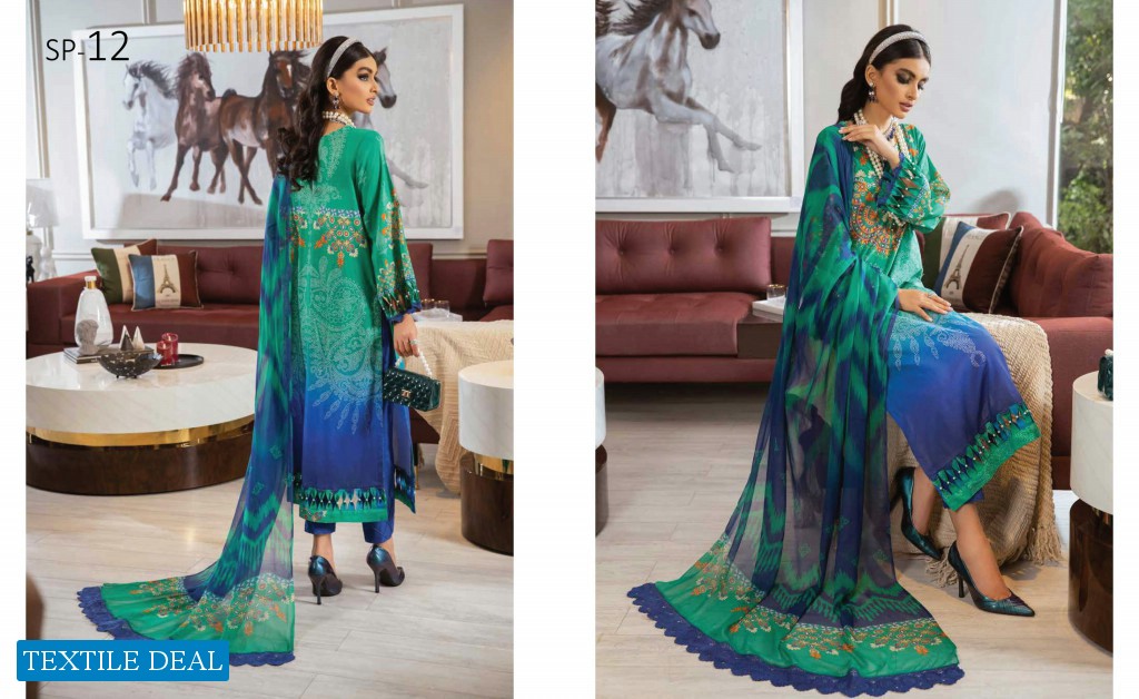 Nureh Signature Prints Unstitched Premium Printed Lawn Collection With Chiffon Dupatta