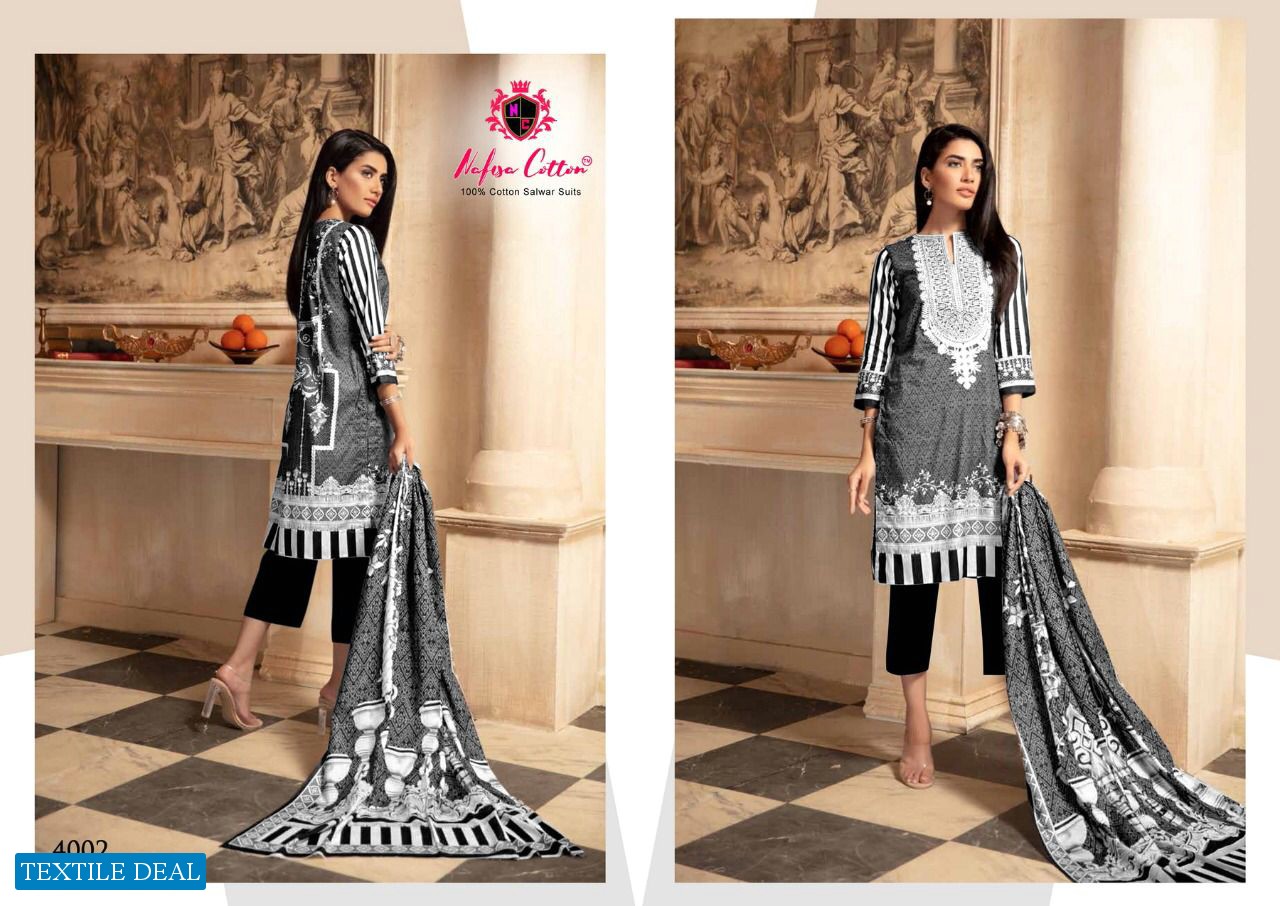 Nafisa Black And White Vol-4 Wholesale Karachi Print Dress Material