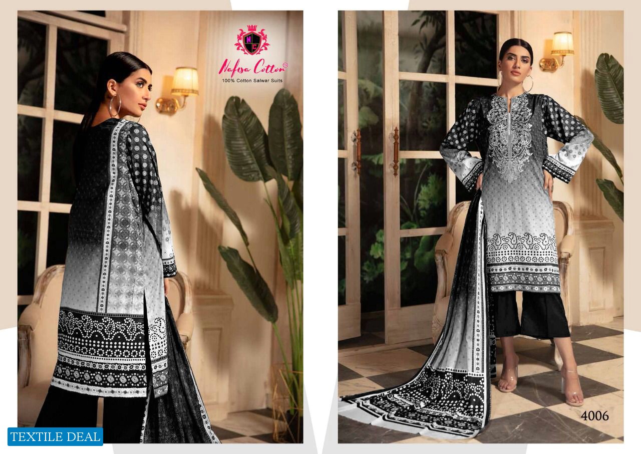 Nafisa Black And White Vol-4 Wholesale Karachi Print Dress Material