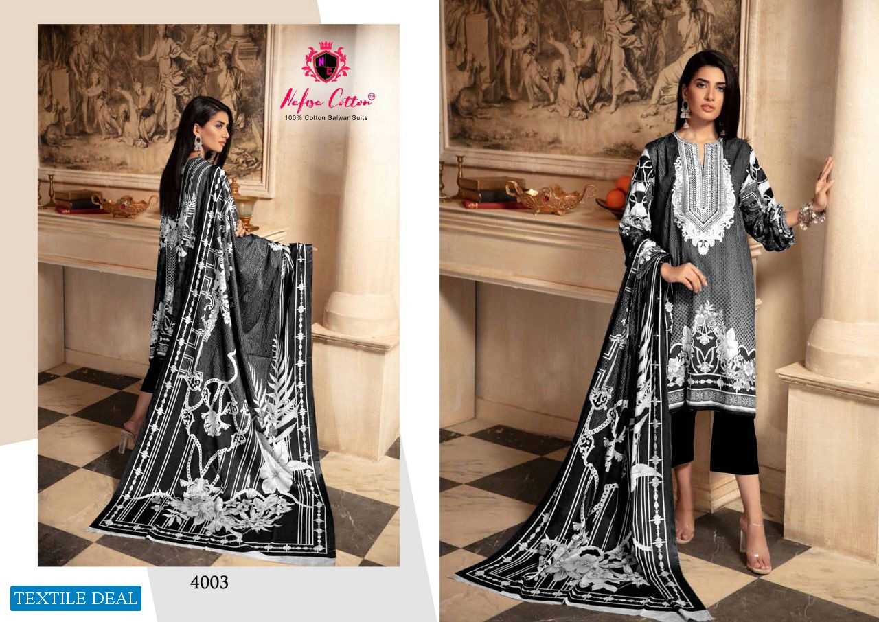 Nafisa Black And White Vol-4 Wholesale Karachi Print Dress Material