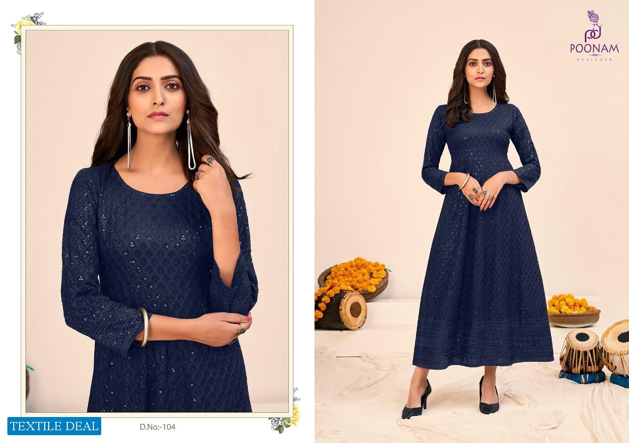 POONAM SAAVAN RAYON WITH CHIKAN WORK GOWN COLLECTION