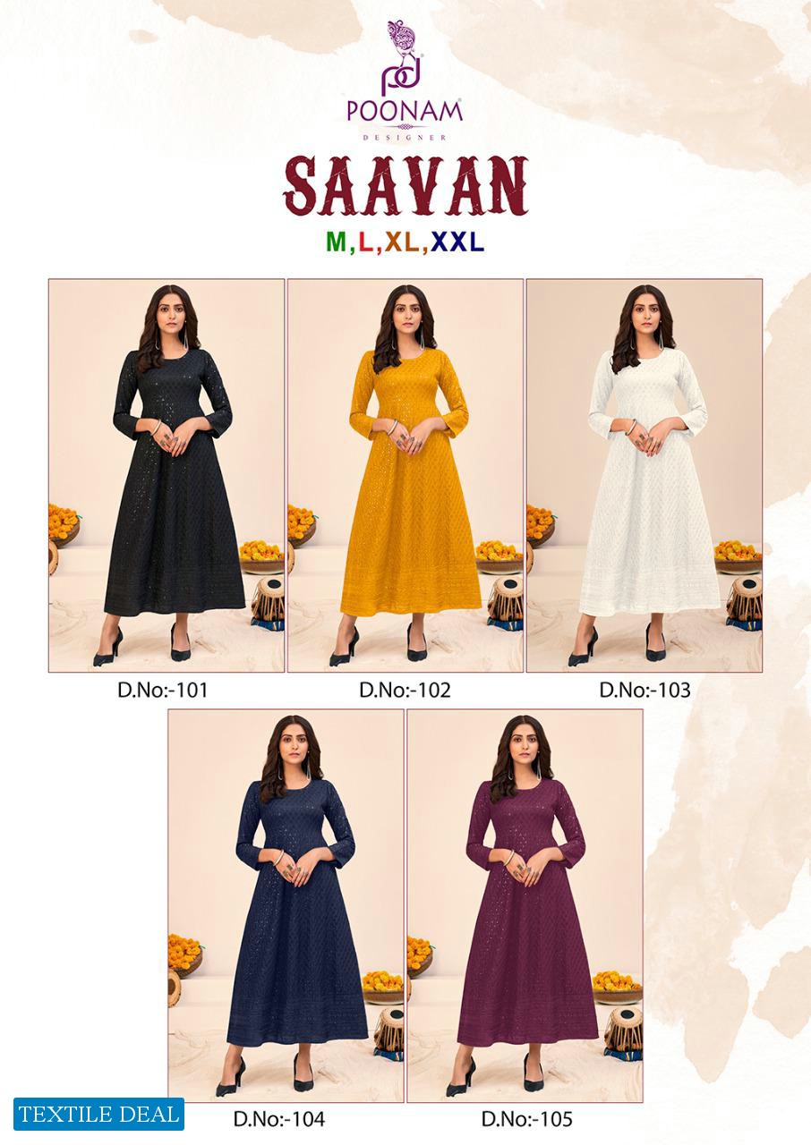 POONAM SAAVAN RAYON WITH CHIKAN WORK GOWN COLLECTION