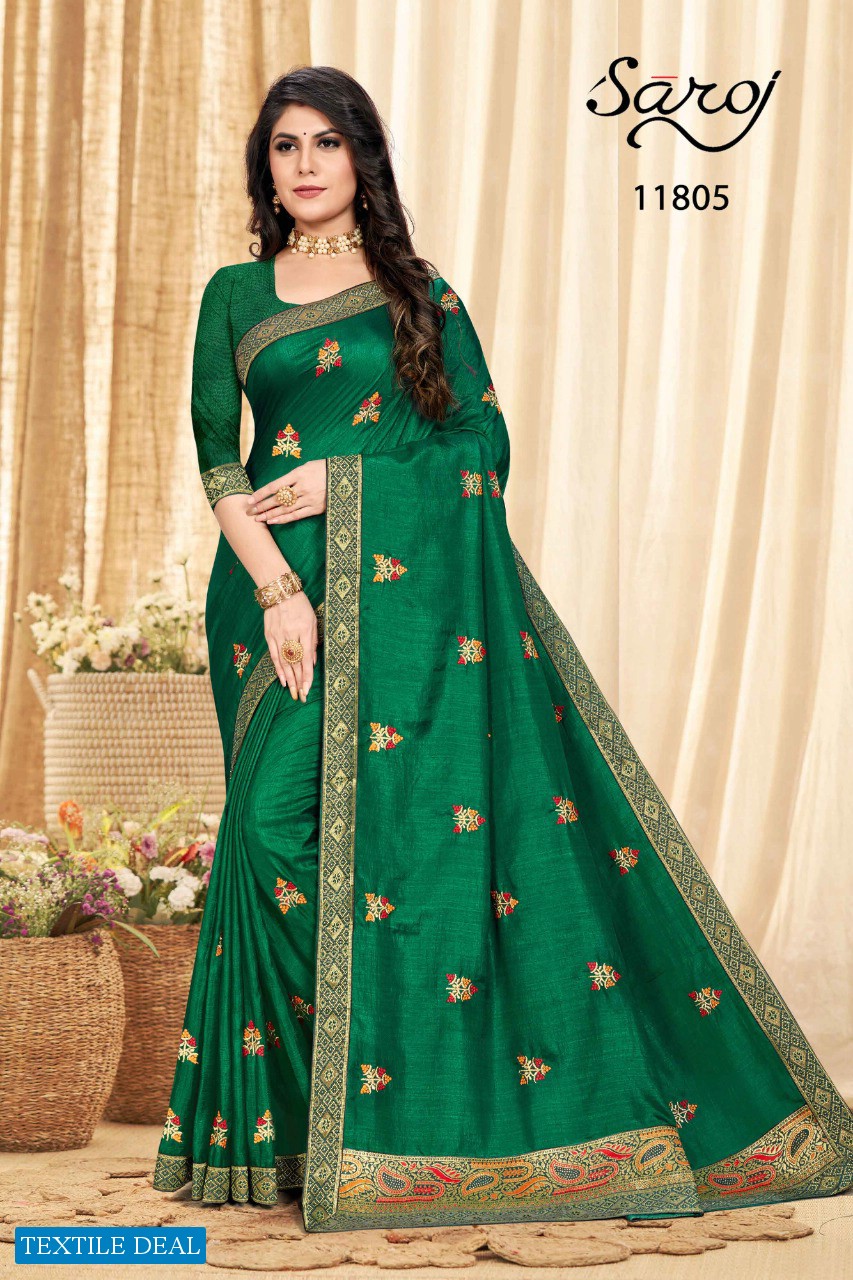 SAROJ PRESENT SAMRIDDHI VOL 1 SILK EMBROIDERY FANCY SAREES