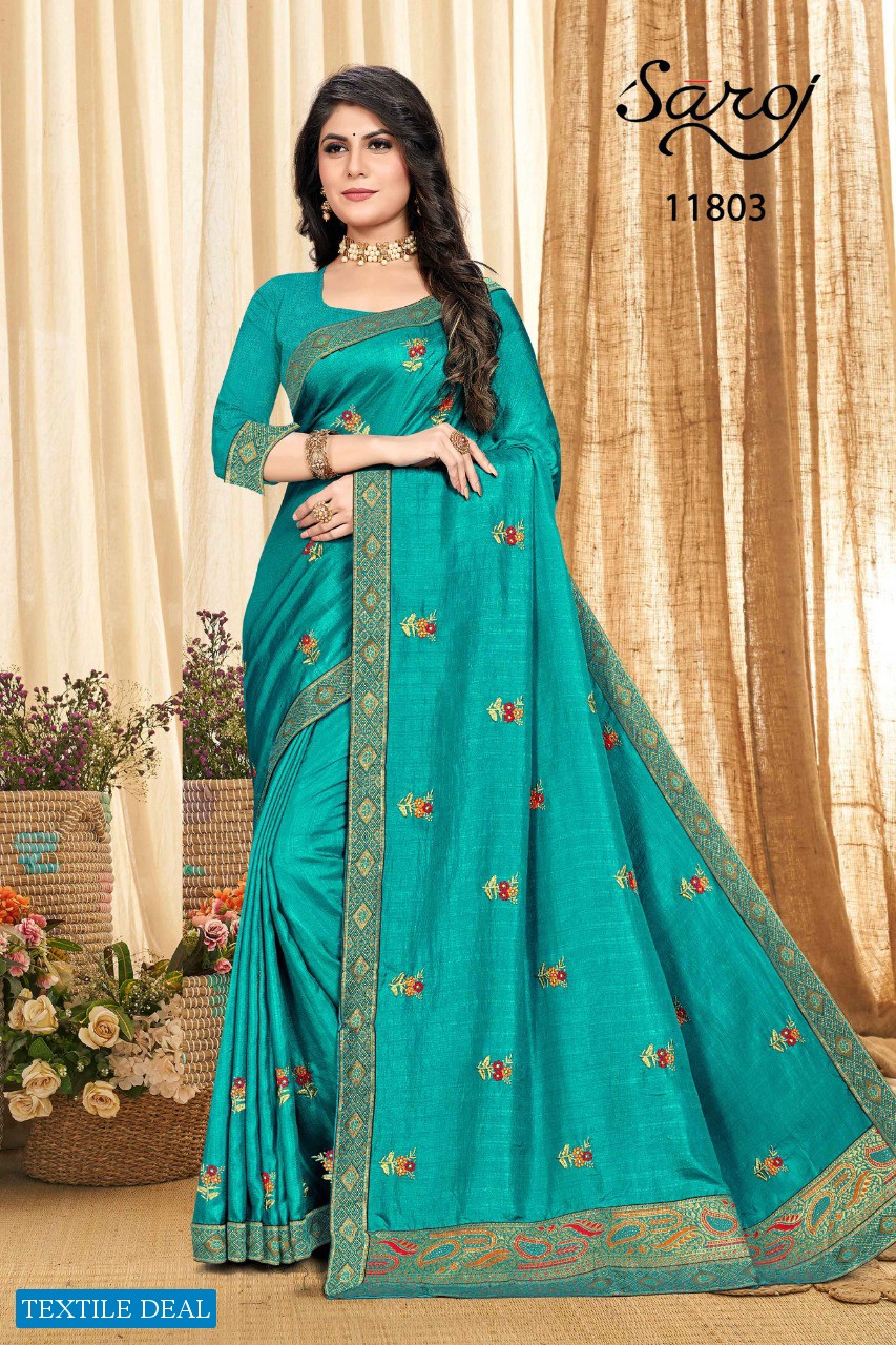 SAROJ PRESENT SAMRIDDHI VOL 1 SILK EMBROIDERY FANCY SAREES