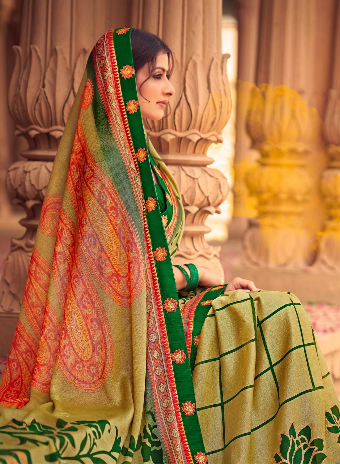 Amyraa Deepika Chiffon Brasso Print Indian Sarees