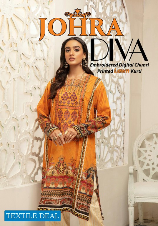 Johra Diva Embroidered Digital Chunri Printed Lawn Kurti