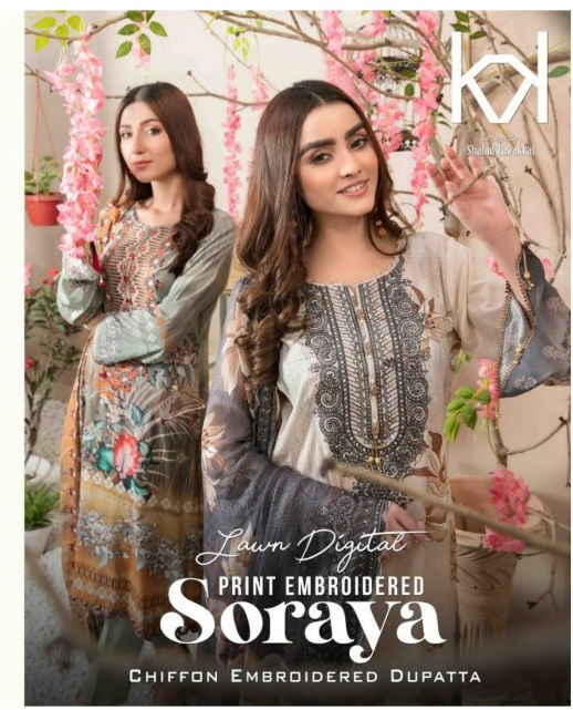 Tawakkal Soraya Lawn Digital Print Embroidered Chiffon Dupatta Pakistani Suits