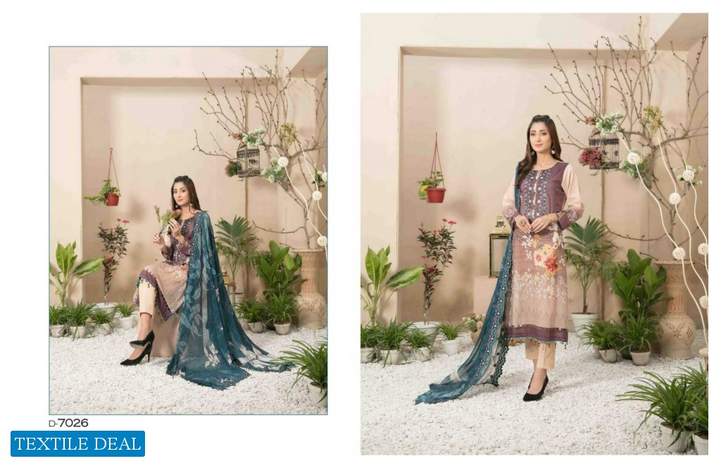 Tawakkal Soraya Lawn Digital Print Embroidered Chiffon Dupatta Pakistani Suits