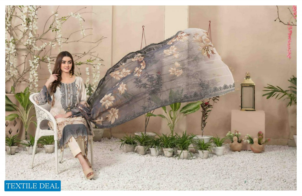Tawakkal Soraya Lawn Digital Print Embroidered Chiffon Dupatta Pakistani Suits