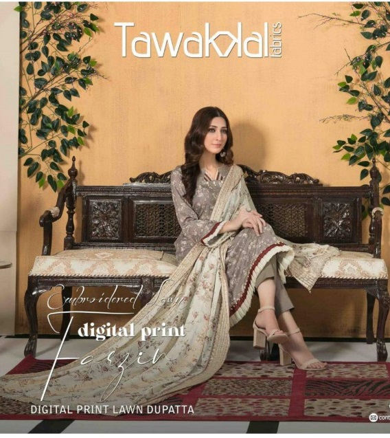 Tawakkal Farzil Embroidered Lawn Digital Print Pakistani Dress