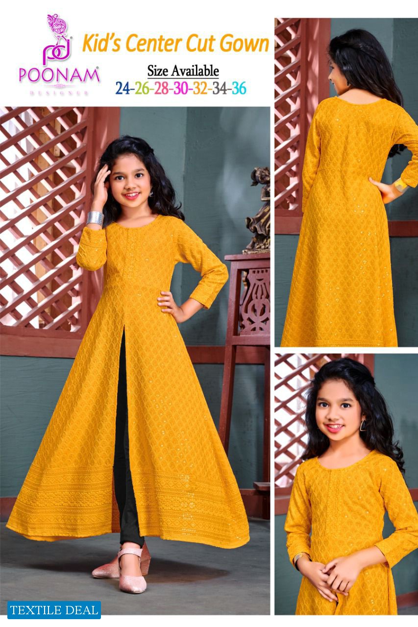 Poonam Kids Center Cut Gown Wholesale Designer Kurtis Catalogs