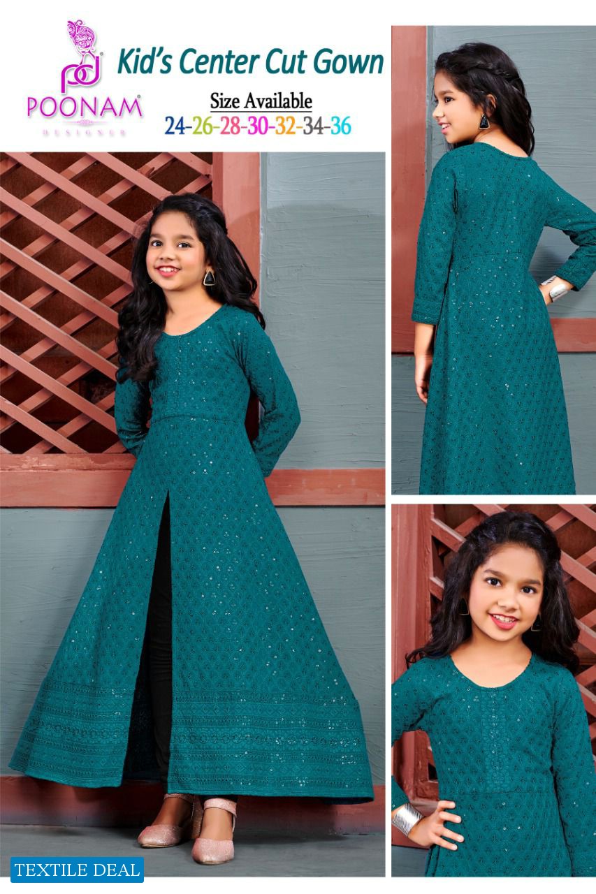 Poonam Kids Center Cut Gown Wholesale Designer Kurtis Catalogs