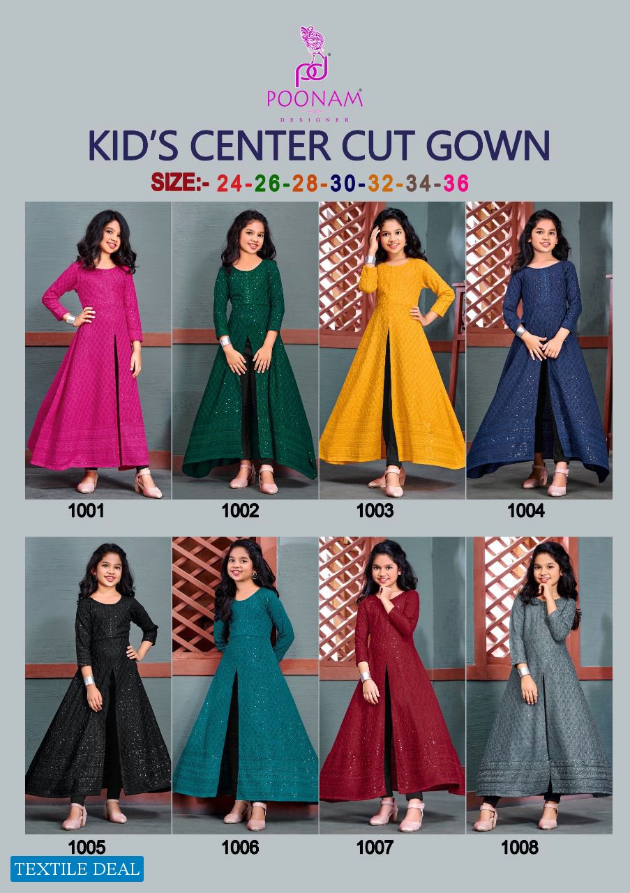 Poonam Kids Center Cut Gown Wholesale Designer Kurtis Catalogs