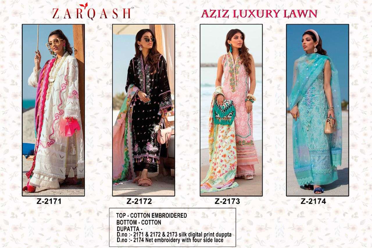 ZARQASH AZIZ LUXURY LAWN PAKISTANI DRESSES