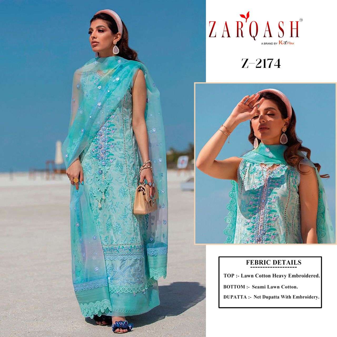 ZARQASH AZIZ LUXURY LAWN PAKISTANI DRESSES