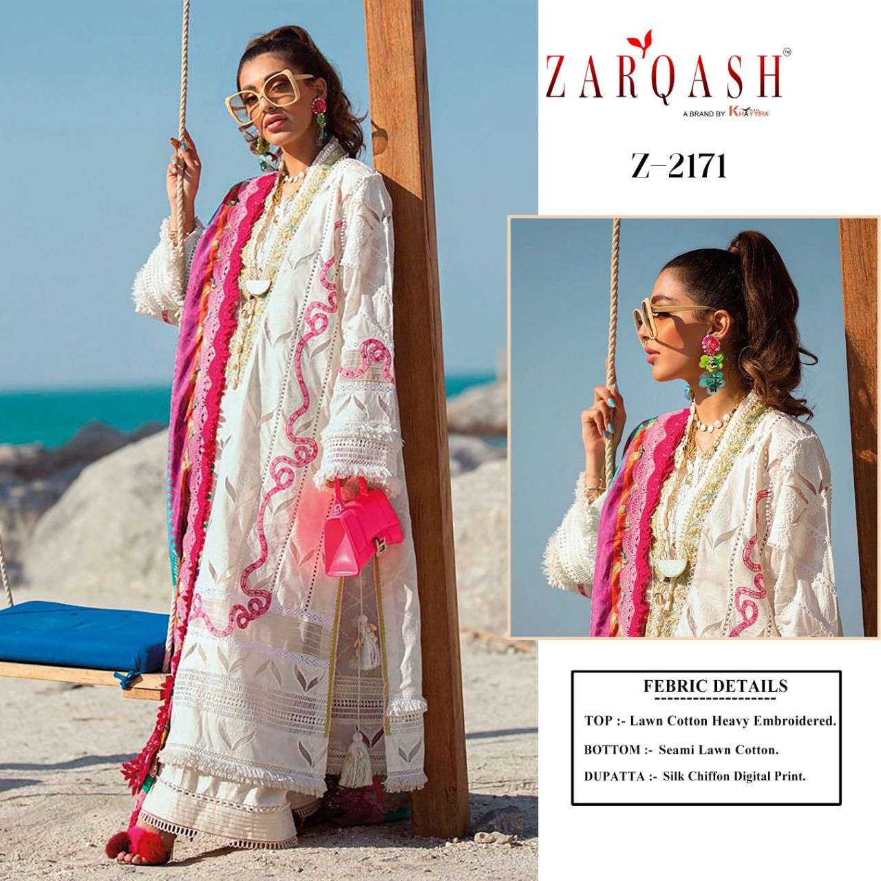 ZARQASH AZIZ LUXURY LAWN PAKISTANI DRESSES