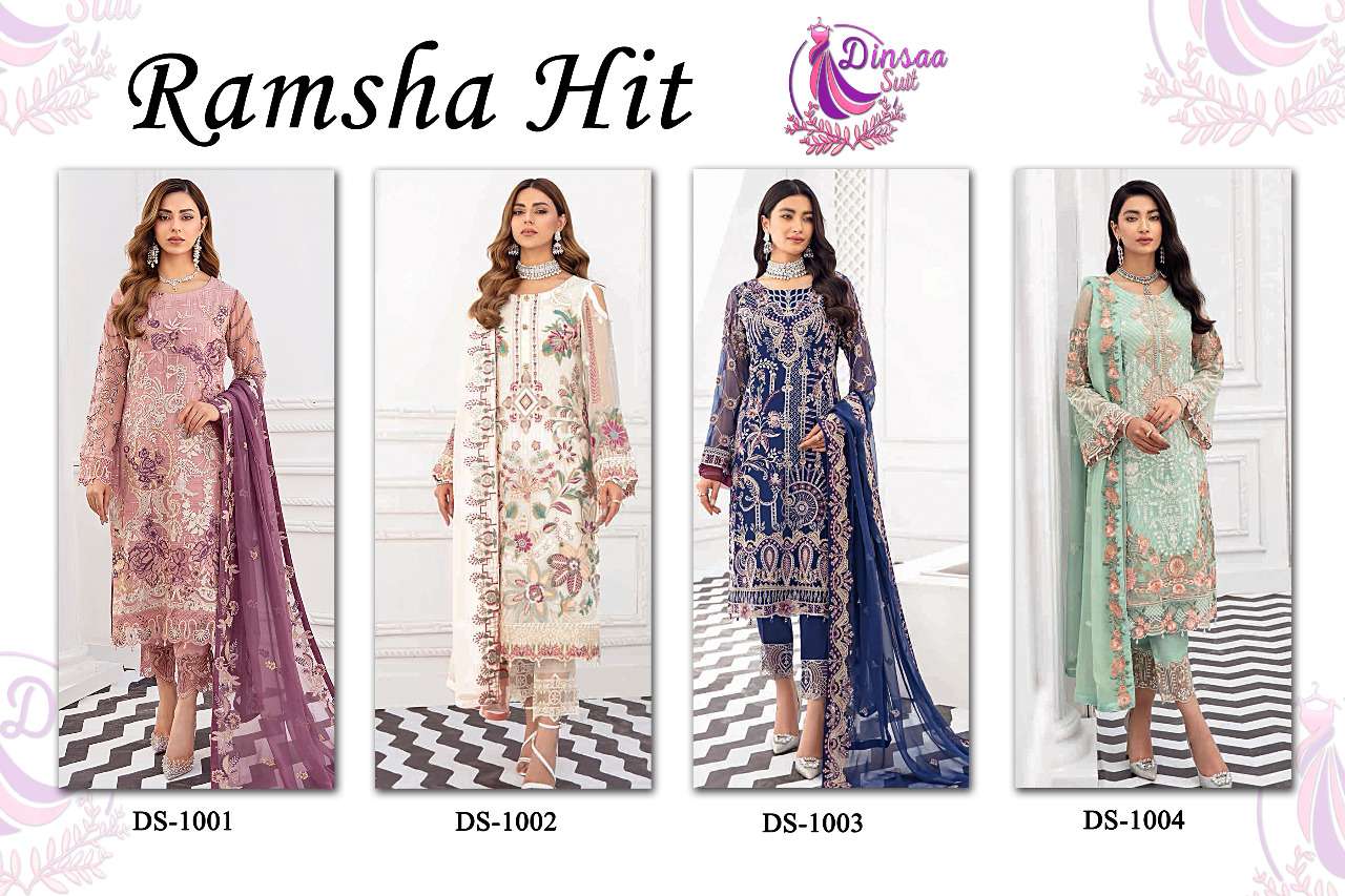 DINSAA SUIT RAMSHA HIT PAKISTANI CONCEPT OF DRESSES
