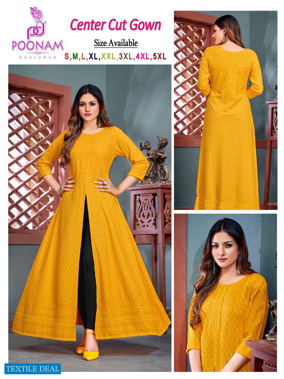 Poonam Centre Cut Gown Wholesale Ethnic Tops