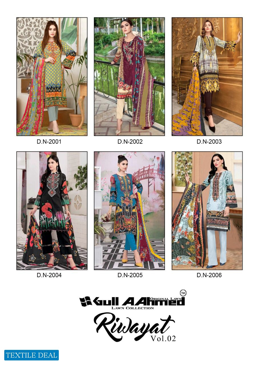 Gul Aahmed Riwayat Vol-2 Wholesale Karachi Print Printed Dress Material