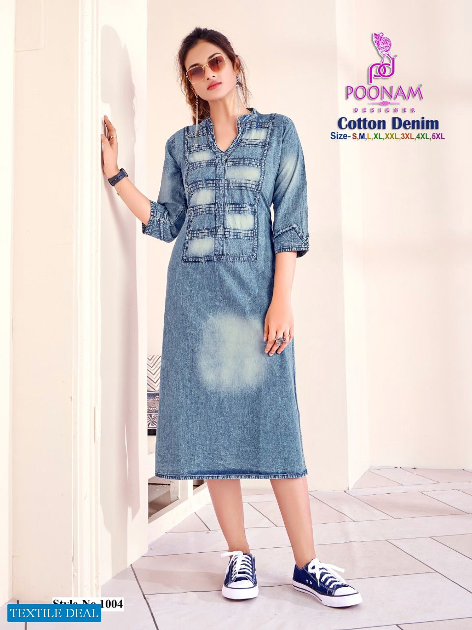 POONAM COTTON DENIM PREMIUM KURTI DESIGN WHOLESALER IN SURAT TEXTILE