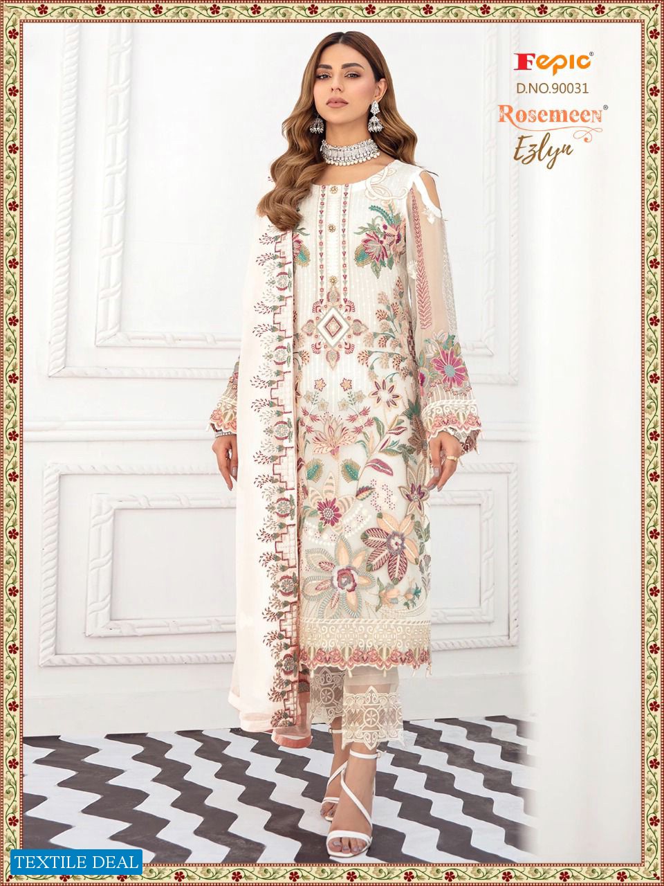 FEPIC PRESENT ROSEMEEN EZLYN GEORGETTE EMBROIDERY PAKISTANI SALWAR KAMEEZ