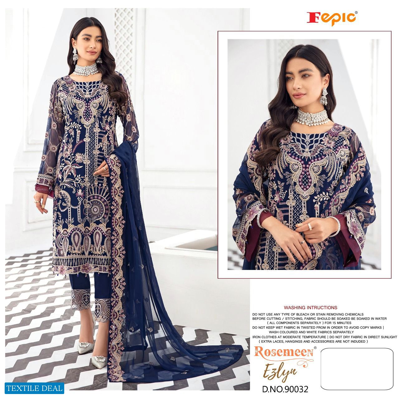 FEPIC PRESENT ROSEMEEN EZLYN GEORGETTE EMBROIDERY PAKISTANI SALWAR KAMEEZ