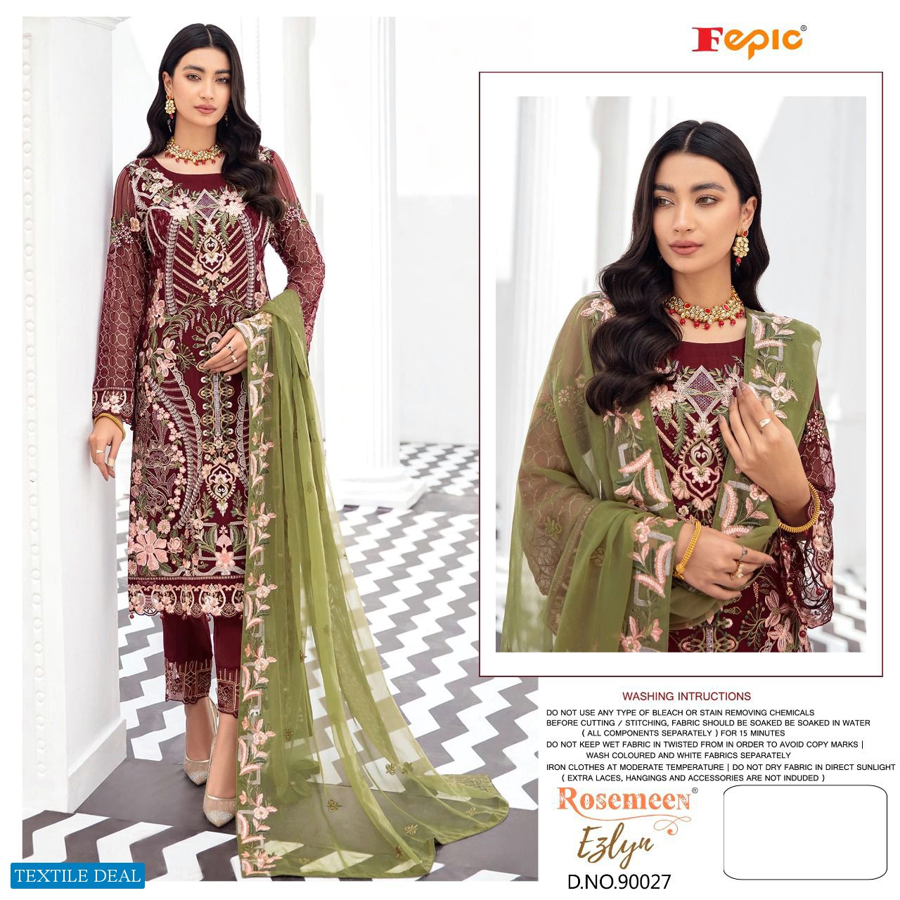 FEPIC PRESENT ROSEMEEN EZLYN GEORGETTE EMBROIDERY PAKISTANI SALWAR KAMEEZ