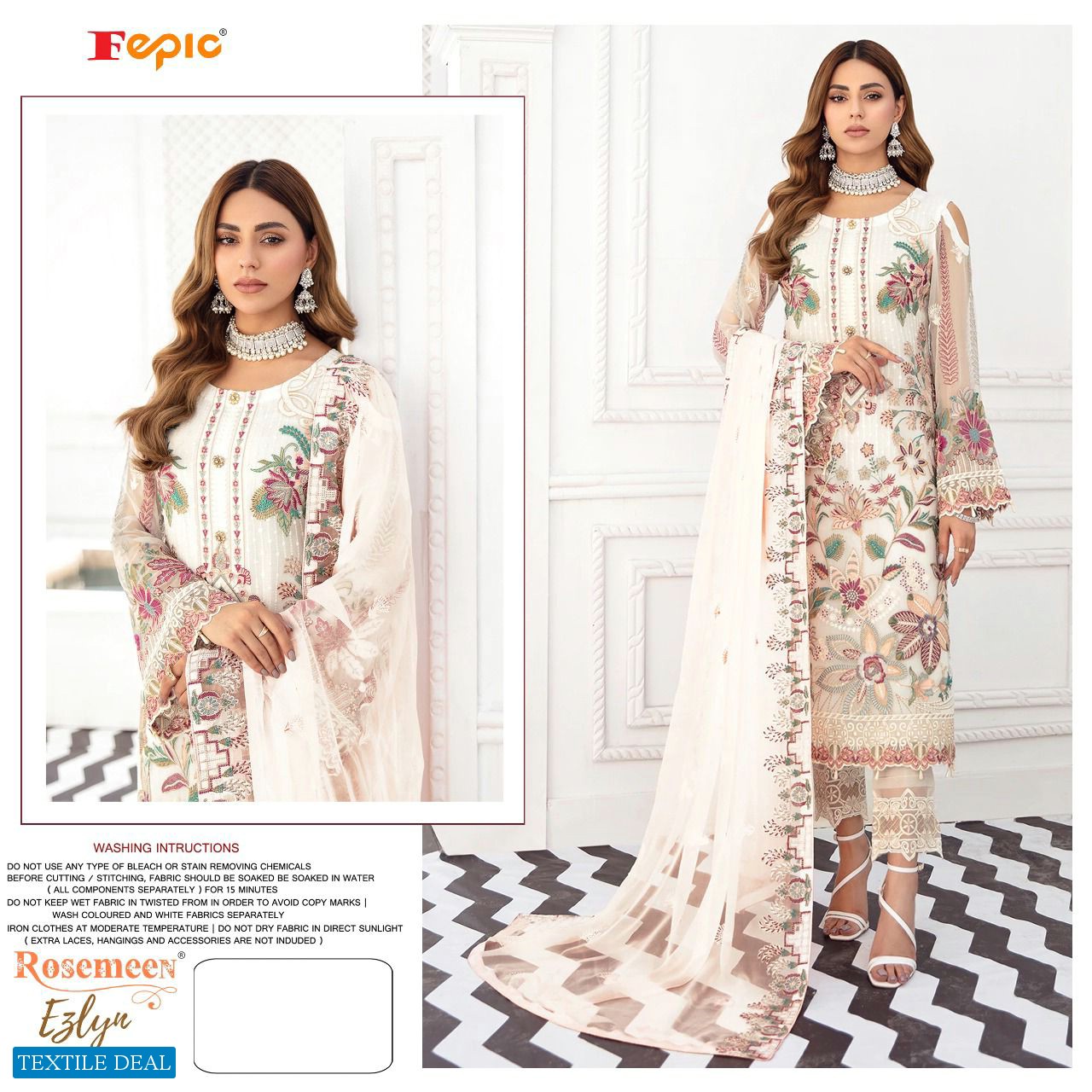 FEPIC PRESENT ROSEMEEN EZLYN GEORGETTE EMBROIDERY PAKISTANI SALWAR KAMEEZ