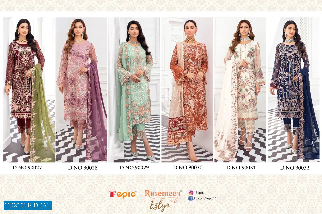 FEPIC PRESENT ROSEMEEN EZLYN GEORGETTE EMBROIDERY PAKISTANI SALWAR KAMEEZ
