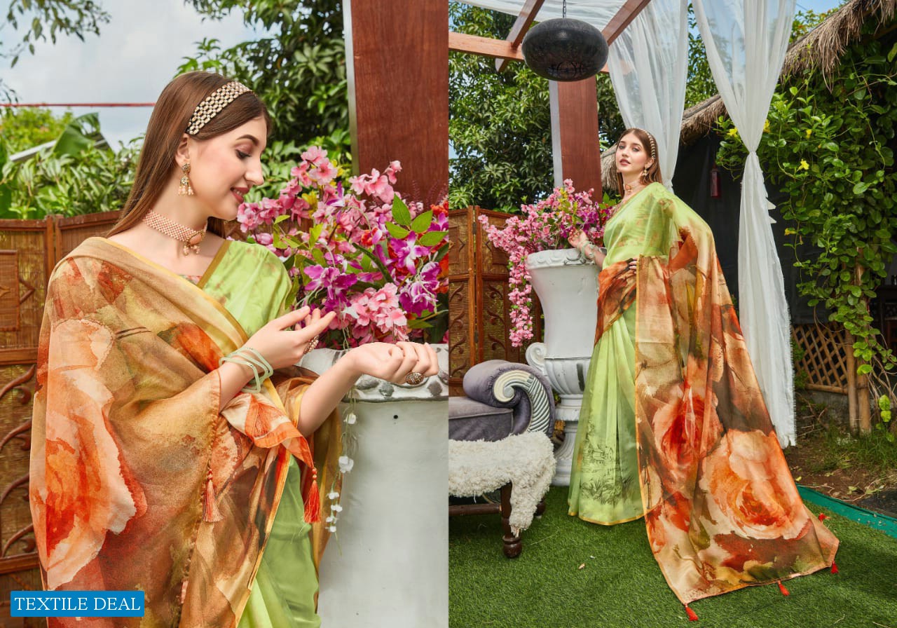 RIVVAA BY SAROJ ORGANZA DIGITAL PRINTED TRADITIONAL WEAR SAREES