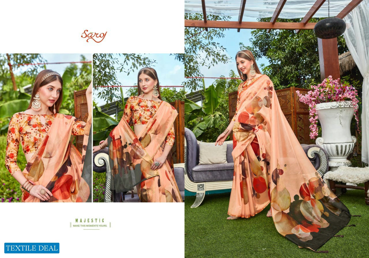 RIVVAA BY SAROJ ORGANZA DIGITAL PRINTED TRADITIONAL WEAR SAREES