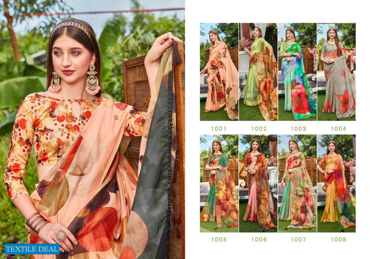 RIVVAA BY SAROJ ORGANZA DIGITAL PRINTED TRADITIONAL WEAR SAREES