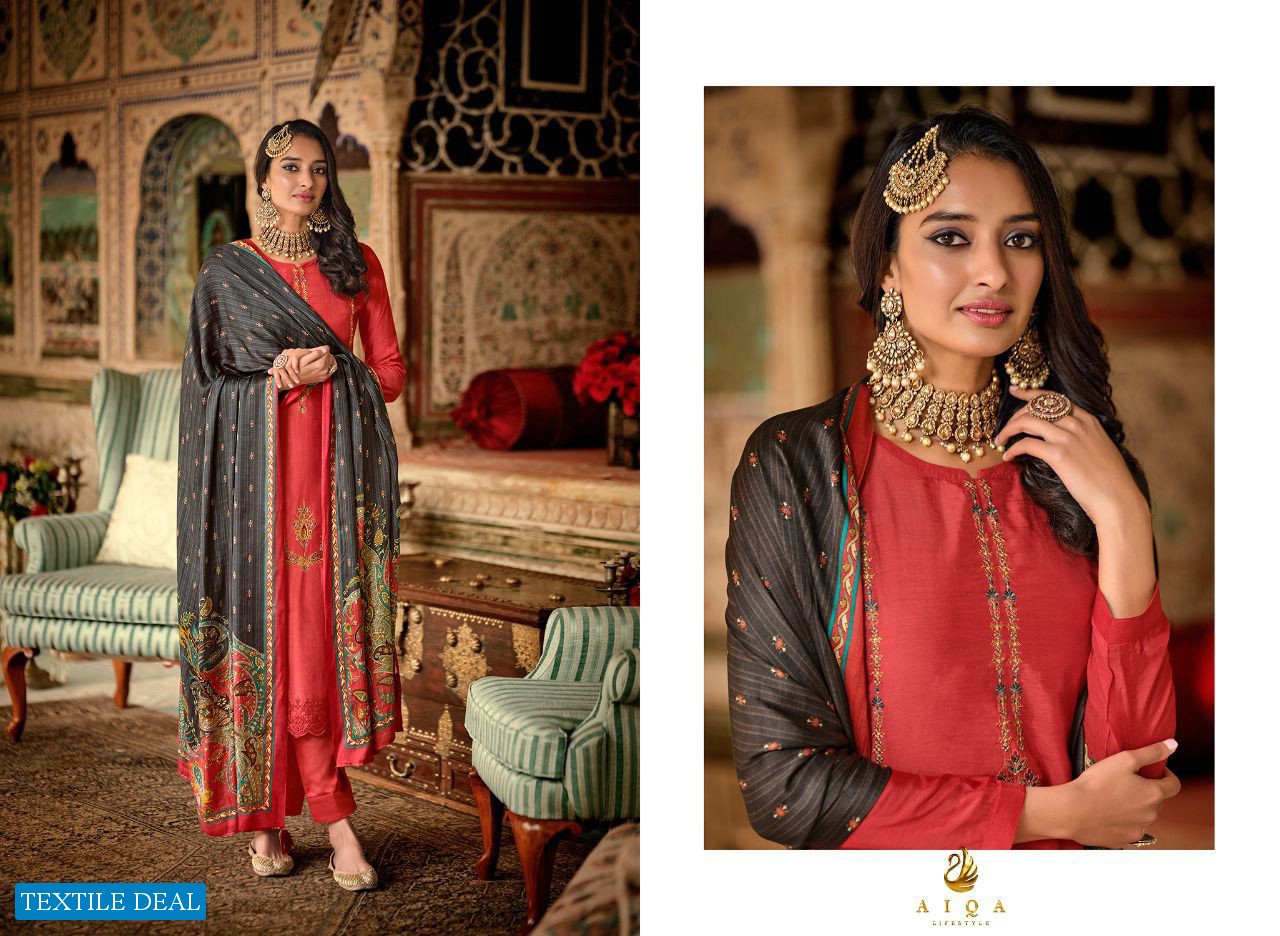 AIQA Silk Of Kashmir Vol-2 Wholesale Pure Mulberry Fancy Work Salwar Suits