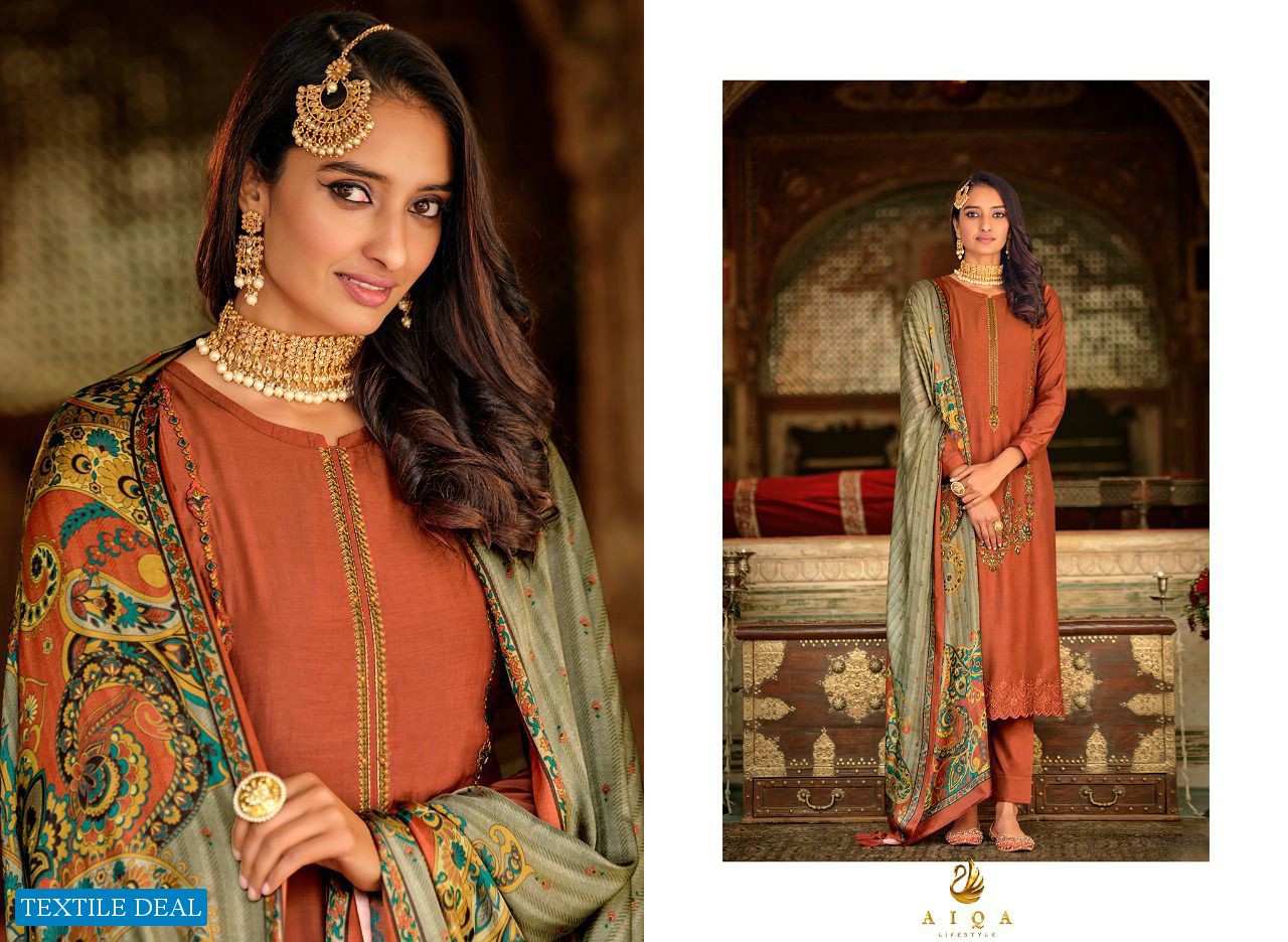 AIQA Silk Of Kashmir Vol-2 Wholesale Pure Mulberry Fancy Work Salwar Suits