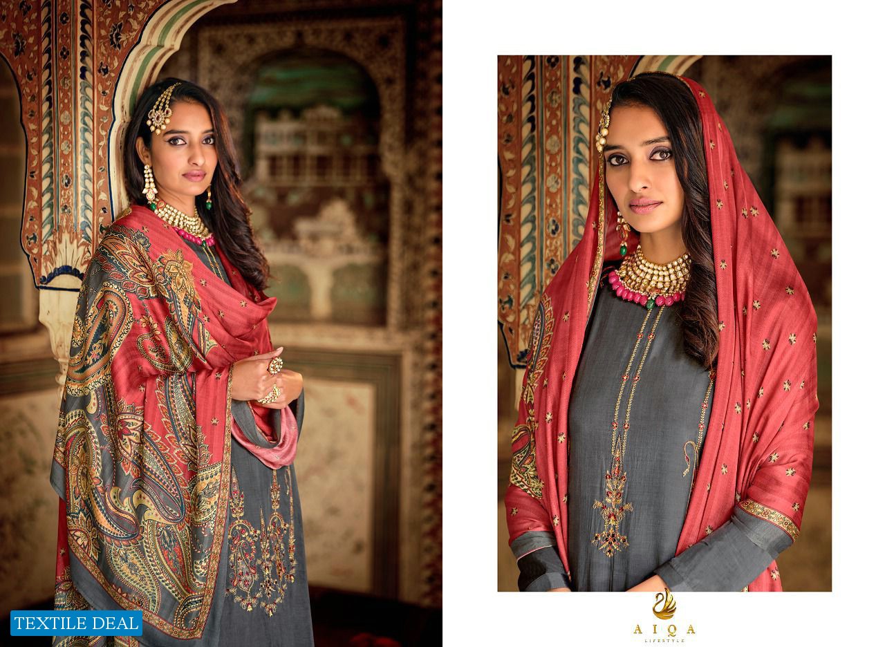 AIQA Silk Of Kashmir Vol-2 Wholesale Pure Mulberry Fancy Work Salwar Suits