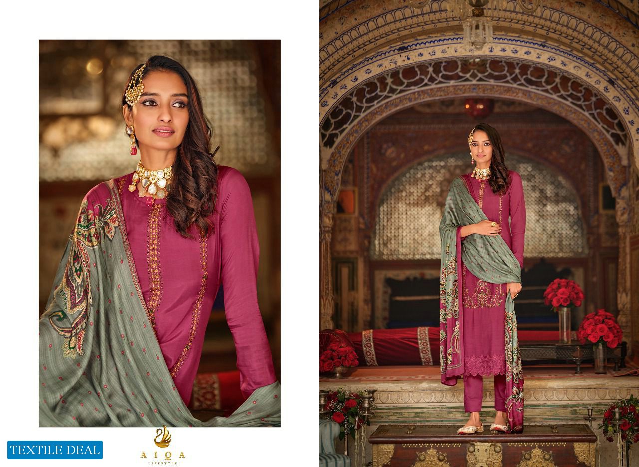 AIQA Silk Of Kashmir Vol-2 Wholesale Pure Mulberry Fancy Work Salwar Suits