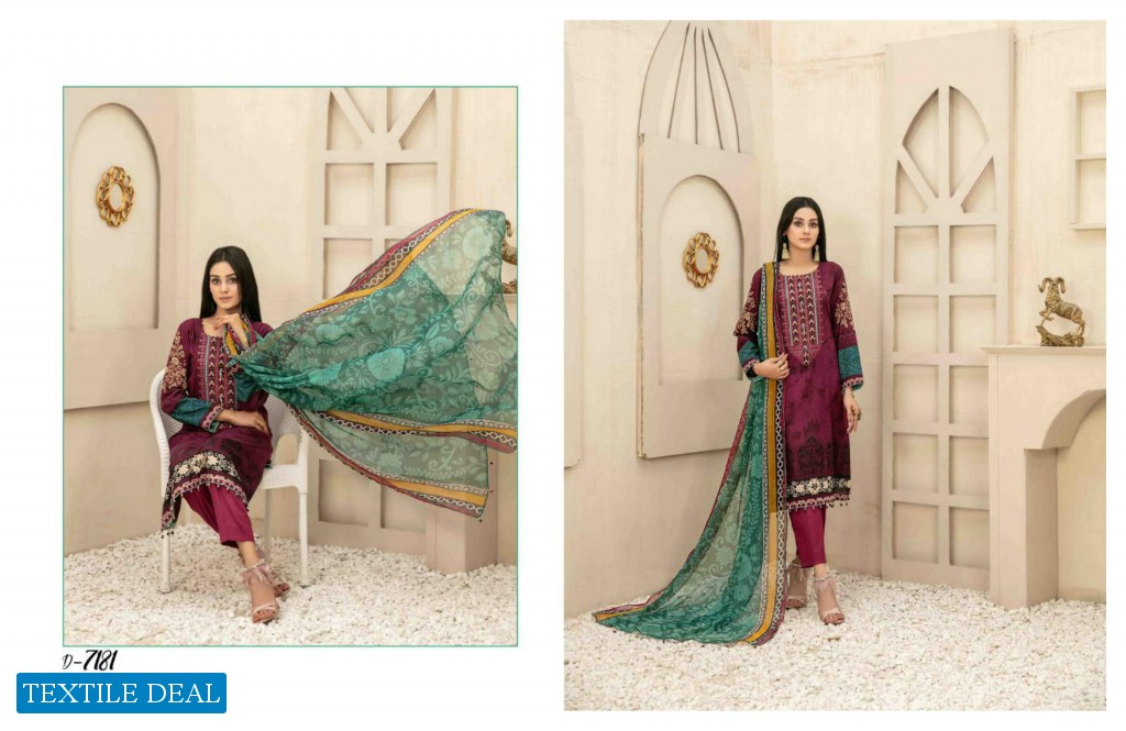 Tawakkal Melika Lawn Print Embroidered Chiffon Dupatta Pakistani Suits