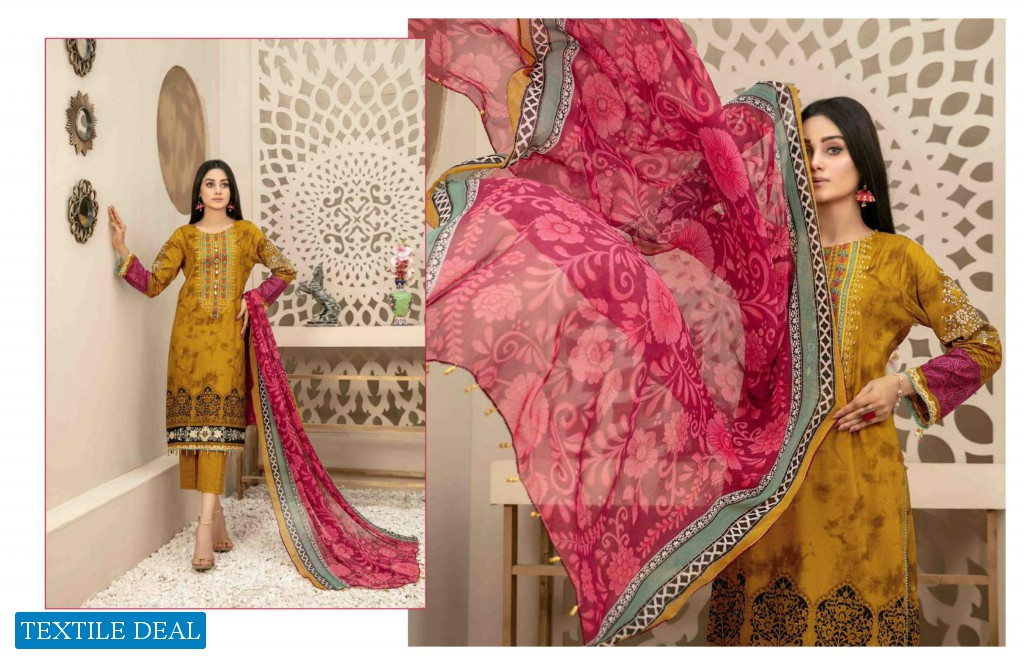 Tawakkal Melika Lawn Print Embroidered Chiffon Dupatta Pakistani Suits