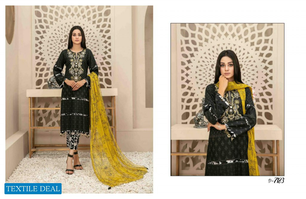 Tawakkal Melika Lawn Print Embroidered Chiffon Dupatta Pakistani Suits
