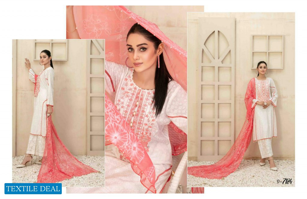 Tawakkal Melika Lawn Print Embroidered Chiffon Dupatta Pakistani Suits