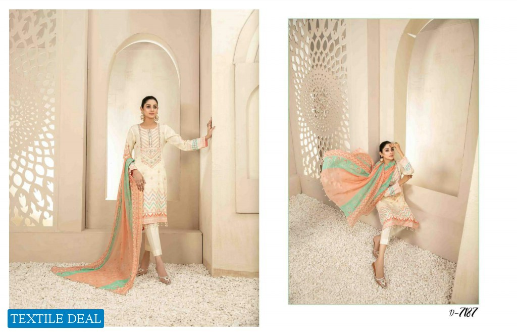 Tawakkal Melika Lawn Print Embroidered Chiffon Dupatta Pakistani Suits