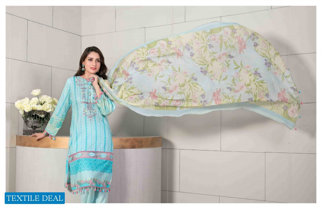 Tawakkal Eshal Lawn Print Embroidered Chiffon Dupatta Pakistani Suits