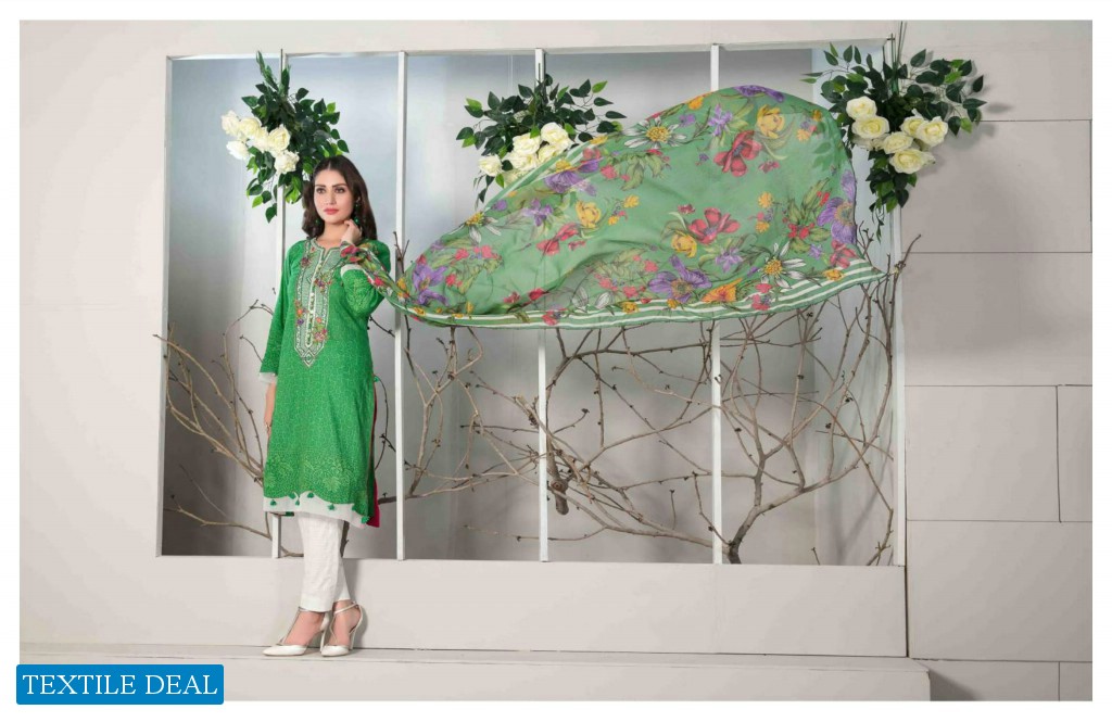 Tawakkal Eshal Lawn Print Embroidered Chiffon Dupatta Pakistani Suits