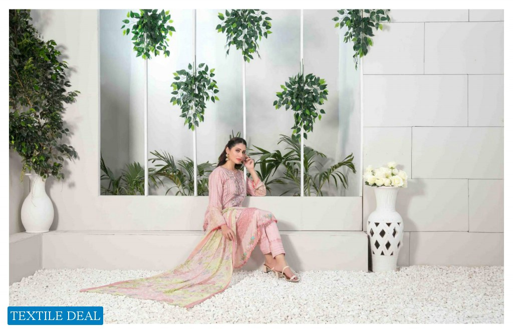 Tawakkal Eshal Lawn Print Embroidered Chiffon Dupatta Pakistani Suits