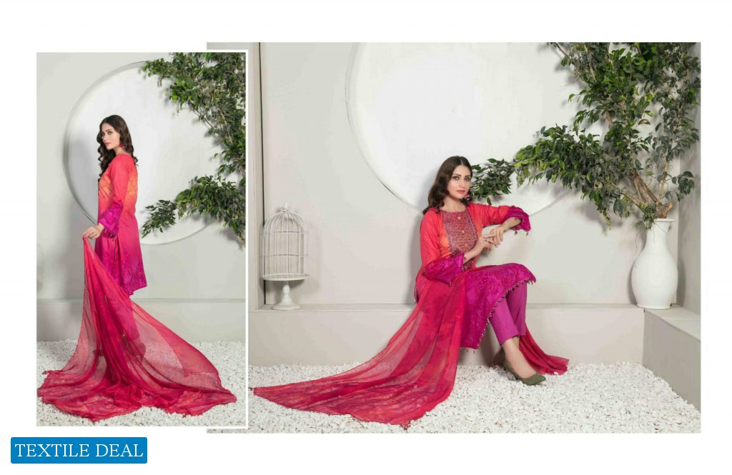 Tawakkal Eshal Lawn Print Embroidered Chiffon Dupatta Pakistani Suits