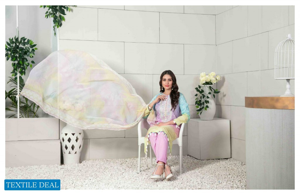 Tawakkal Eshal Lawn Print Embroidered Chiffon Dupatta Pakistani Suits