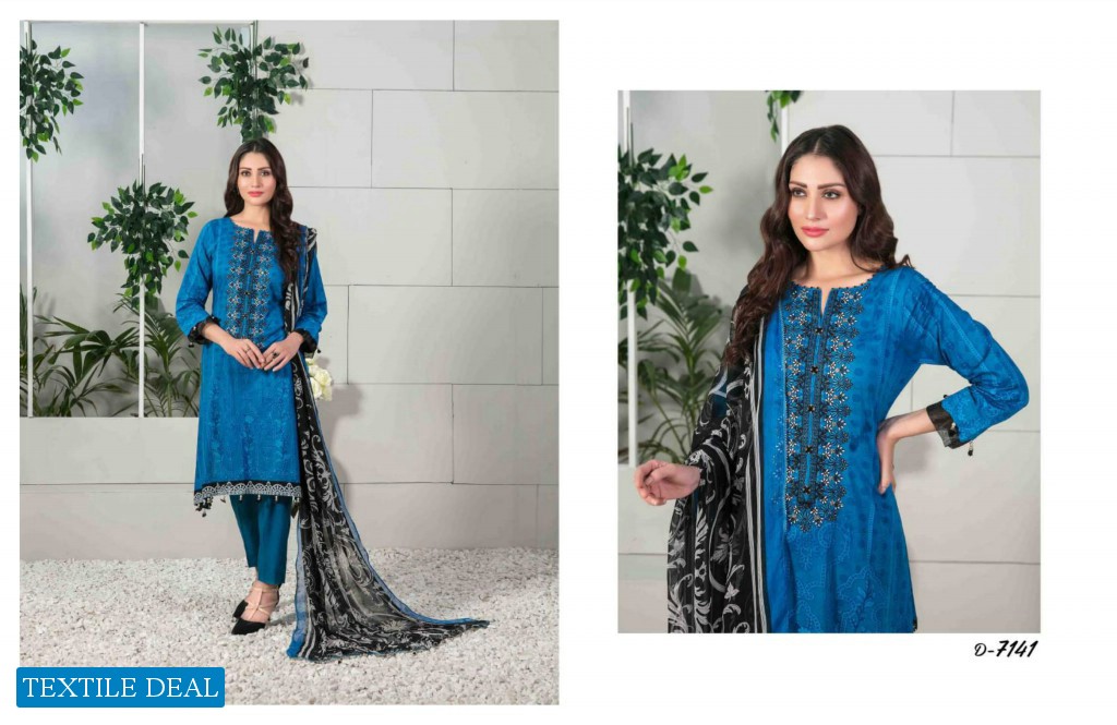 Tawakkal Eshal Lawn Print Embroidered Chiffon Dupatta Pakistani Suits