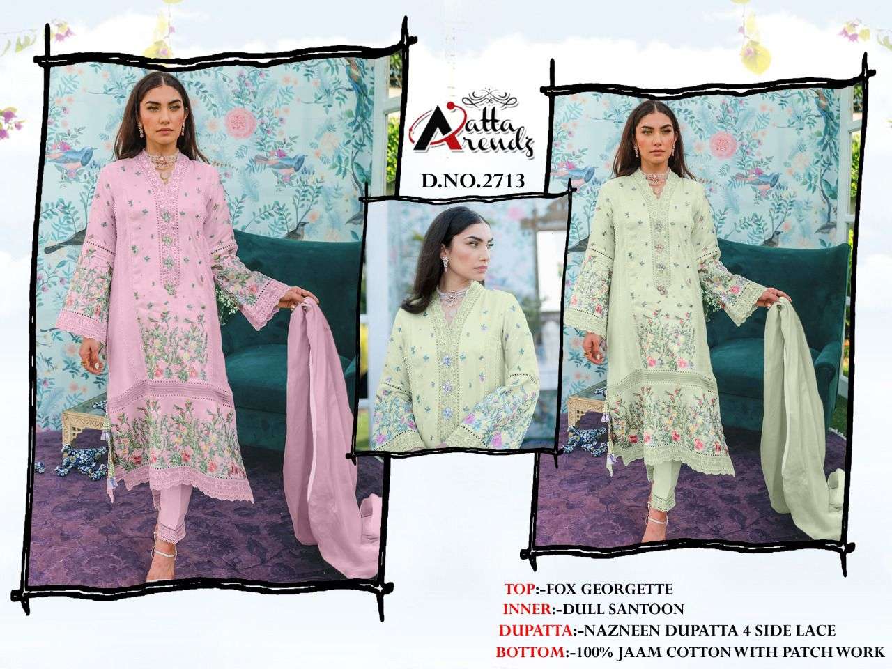 ATTA TRENDZ D NO 2713 EXCLUSIVE EID SPECIAL READYMADE WORK SALWAR KAMEEZ