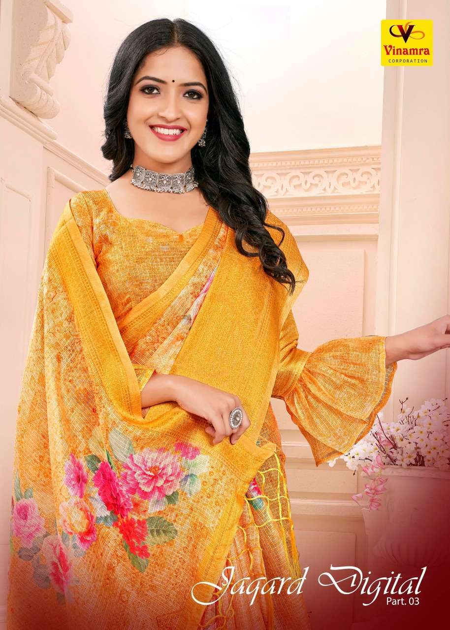 VINAMRA CORPORATION JAQARD DIGITAL VOL 3 COTTON SAREES COLLECTION